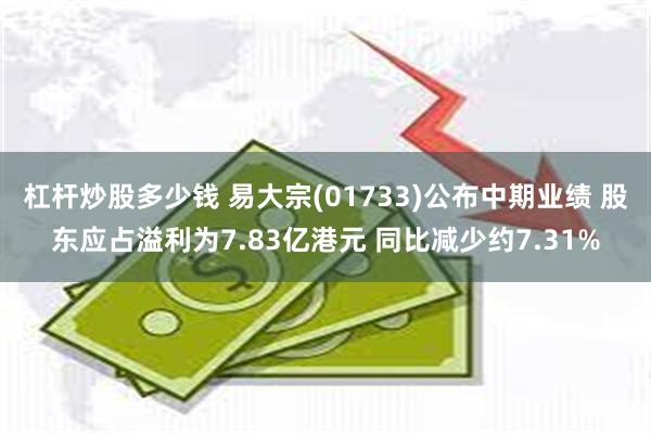 杠杆炒股多少钱 易大宗(01733)公布中期业绩 股东应占溢利为7.83亿港元 同比减少约7.31%