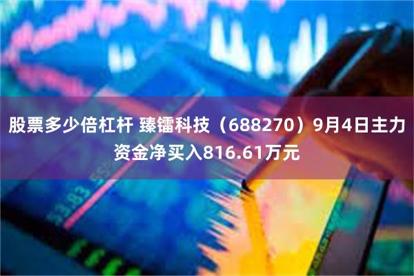 股票多少倍杠杆 臻镭科技（688270）9月4日主力资金净买入816.61万元